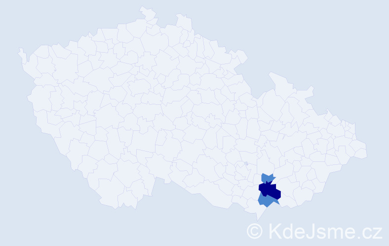Příjmení: 'Váczy', počet výskytů 5 v celé ČR