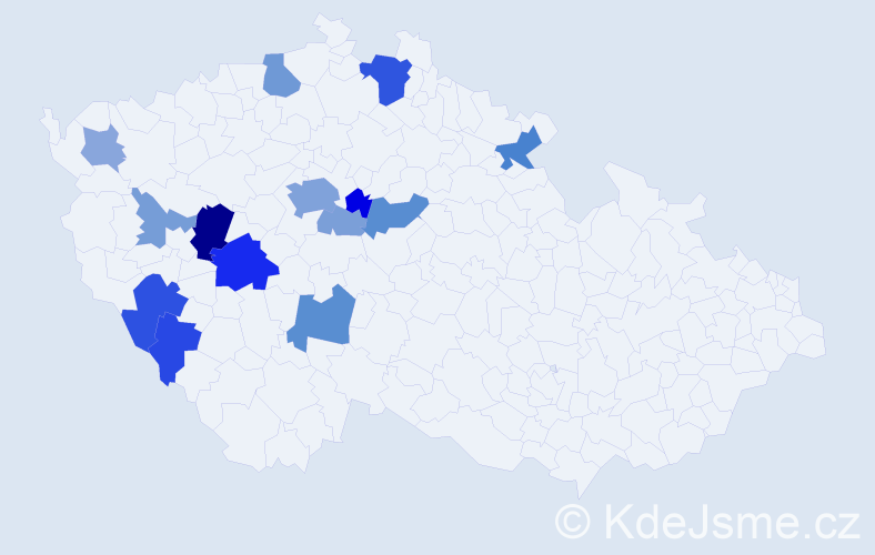 Příjmení: 'Žibřid', počet výskytů 36 v celé ČR