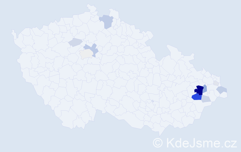 Příjmení: 'Krutilková', počet výskytů 45 v celé ČR