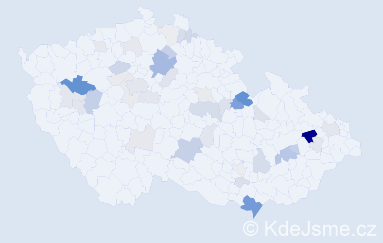 Příjmení: 'Hűbner', počet výskytů 116 v celé ČR