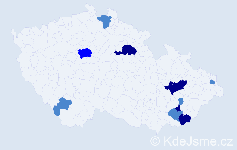 Příjmení: 'Mahdalíčková', počet výskytů 19 v celé ČR