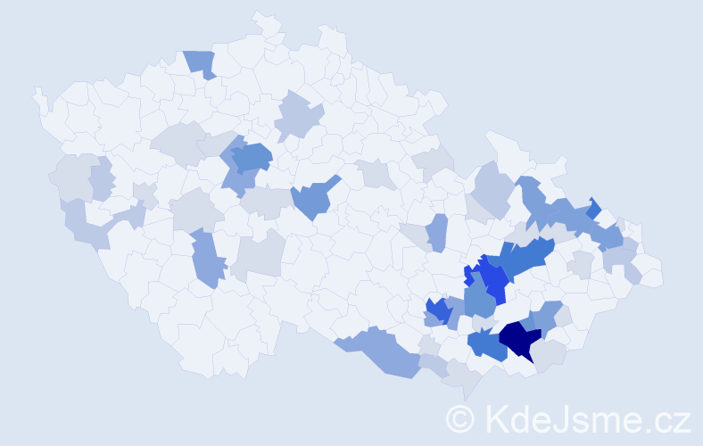 Příjmení: 'Kolečkářová', počet výskytů 176 v celé ČR