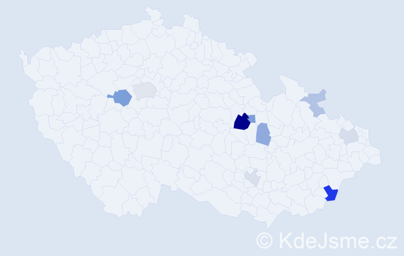 Příjmení: 'Metyš', počet výskytů 22 v celé ČR