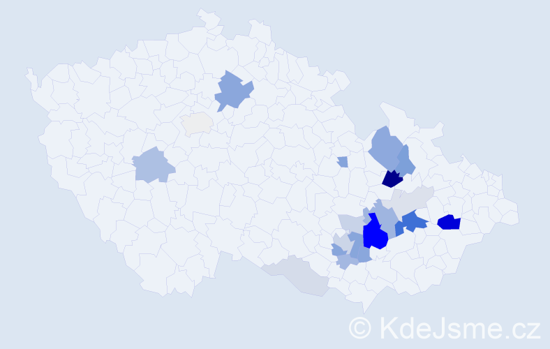 Příjmení: 'Zachrdlová', počet výskytů 58 v celé ČR