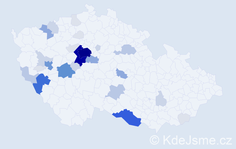 Příjmení: 'Kotáb', počet výskytů 143 v celé ČR