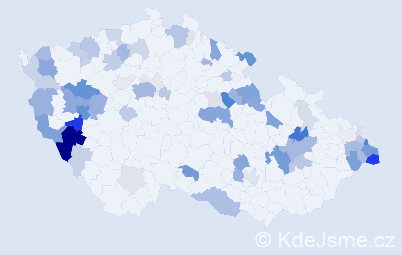 Příjmení: 'Kubalík', počet výskytů 284 v celé ČR
