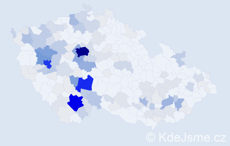 Příjmení: 'Tupý', počet výskytů 513 v celé ČR