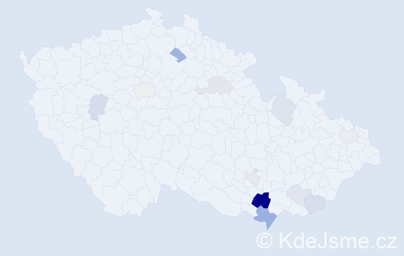 Příjmení: 'Čačíková', počet výskytů 28 v celé ČR