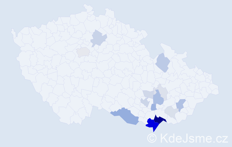 Příjmení: 'Redková', počet výskytů 57 v celé ČR
