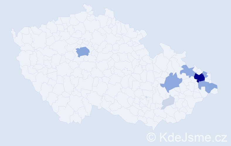 Příjmení: 'Gondková', počet výskytů 33 v celé ČR