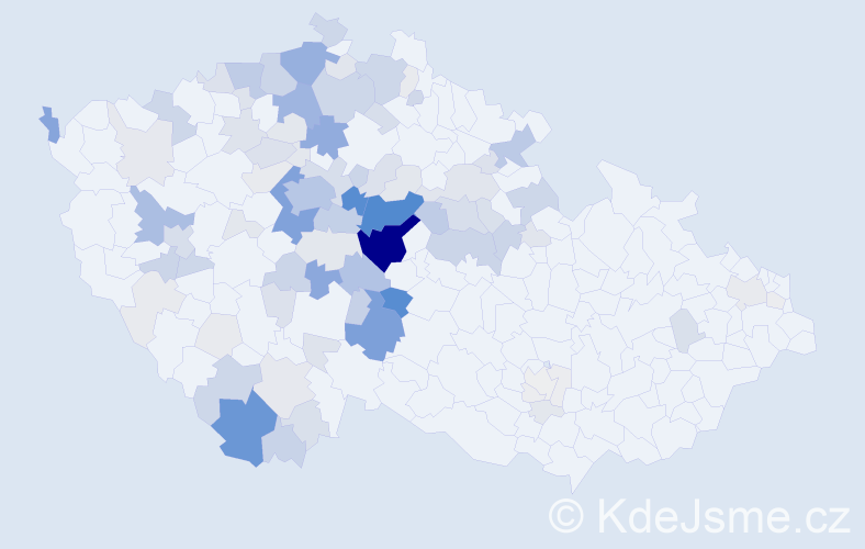 Příjmení: 'Kmoch', počet výskytů 486 v celé ČR