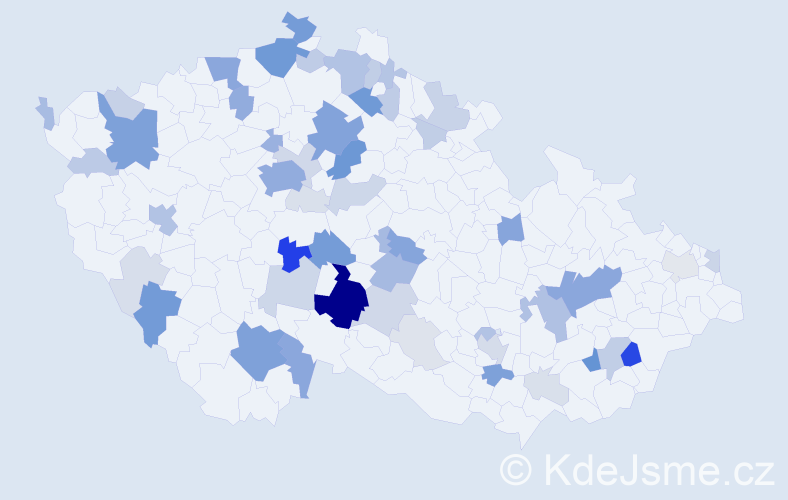 Příjmení: 'Koutek', počet výskytů 215 v celé ČR