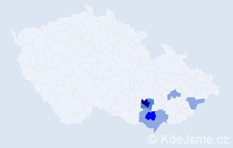 Příjmení: 'Pavláček', počet výskytů 31 v celé ČR