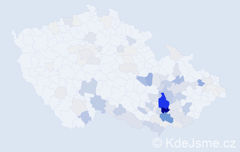 Příjmení: 'Slezáček', počet výskytů 309 v celé ČR