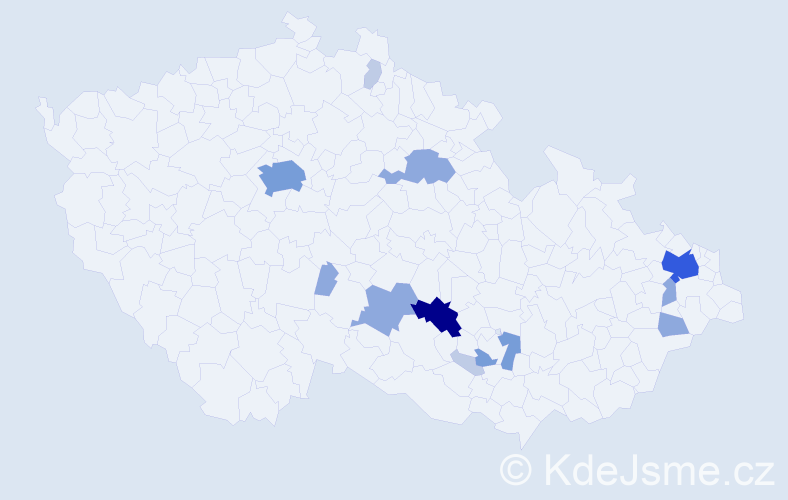 Příjmení: 'Kadela', počet výskytů 34 v celé ČR
