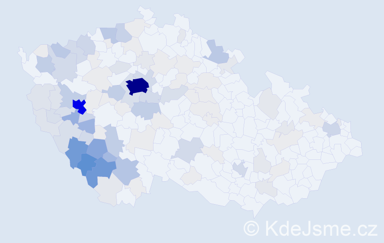 Příjmení: 'Kůs', počet výskytů 518 v celé ČR