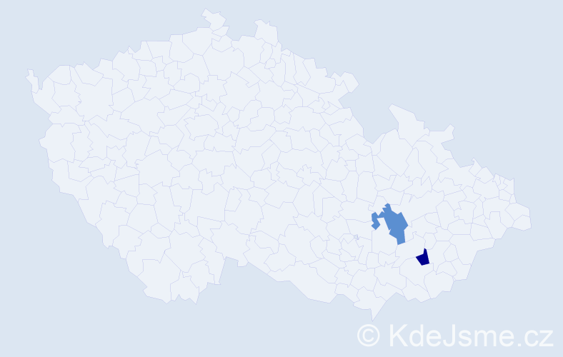 Příjmení: 'Valašková', počet výskytů 2 v celé ČR