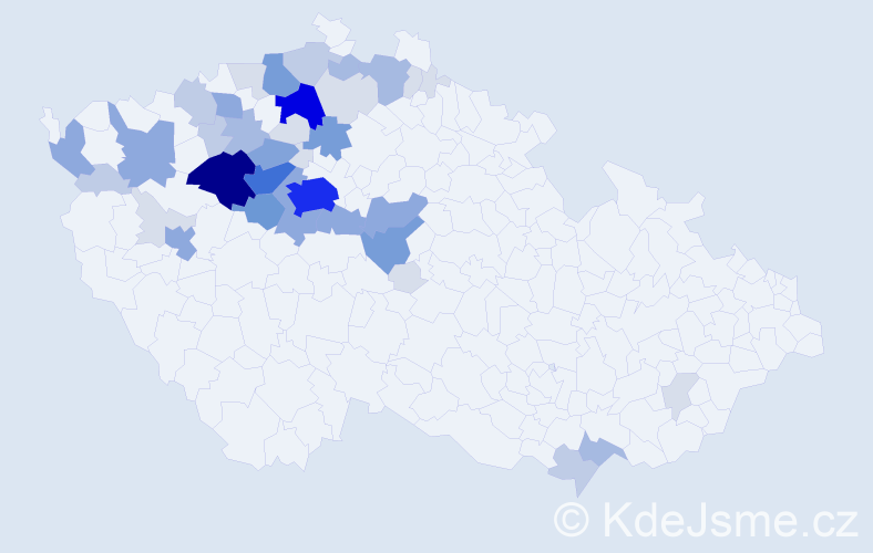 Příjmení: 'Kučaba', počet výskytů 151 v celé ČR