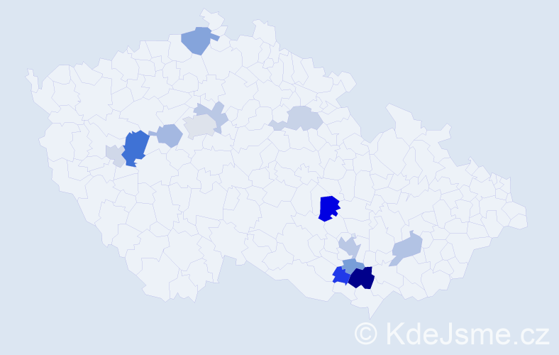 Příjmení: 'Kilingerová', počet výskytů 24 v celé ČR