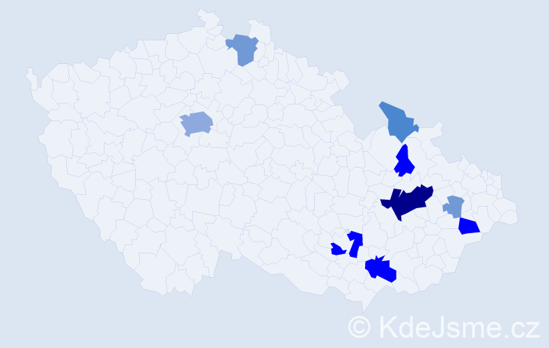 Příjmení: 'Prstková', počet výskytů 30 v celé ČR