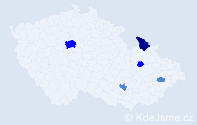 Příjmení: 'Bašo', počet výskytů 9 v celé ČR