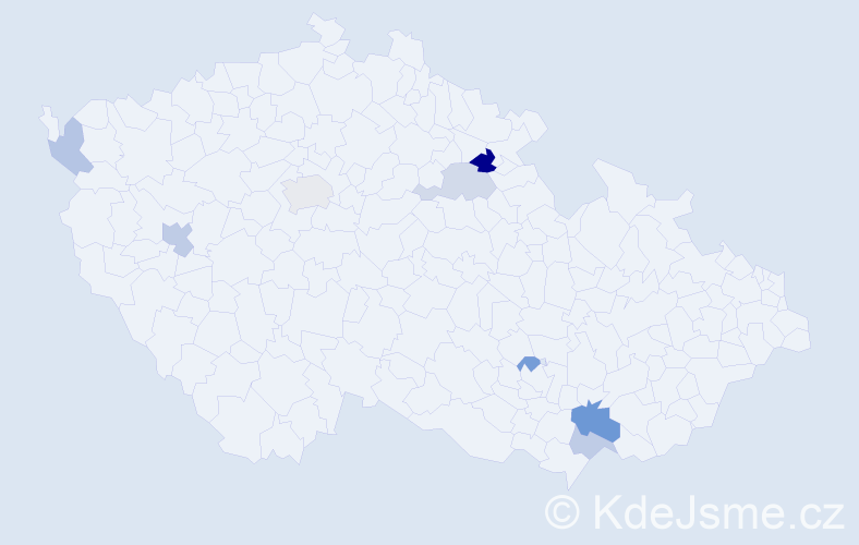 Příjmení: 'Hostáňová', počet výskytů 14 v celé ČR