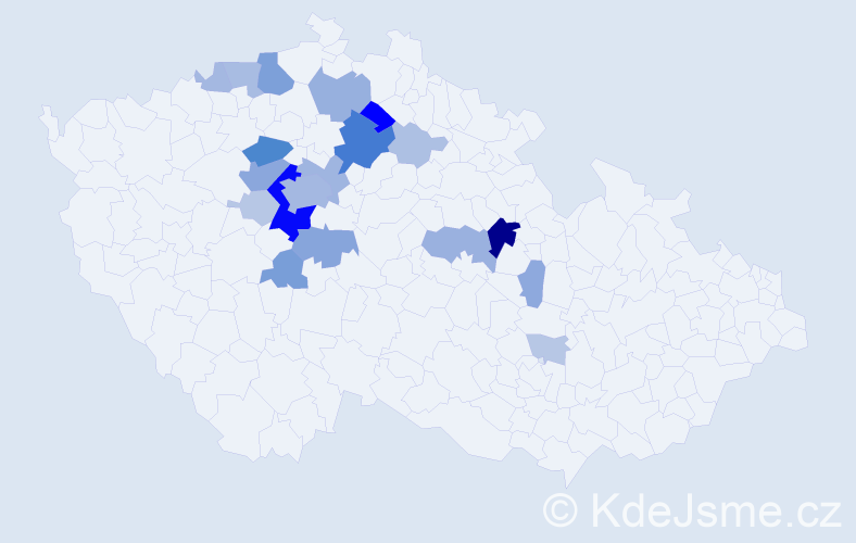 Příjmení: 'Kyndl', počet výskytů 67 v celé ČR