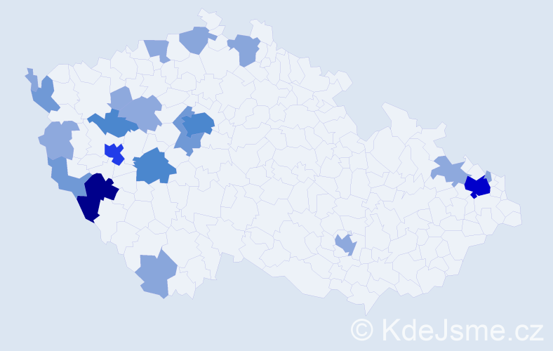 Příjmení: 'Praisová', počet výskytů 60 v celé ČR