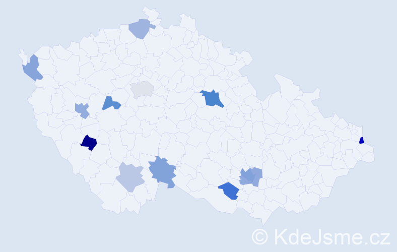Příjmení: 'Mácalová', počet výskytů 23 v celé ČR