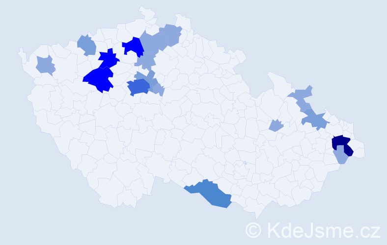 Příjmení: 'Čerňák', počet výskytů 43 v celé ČR