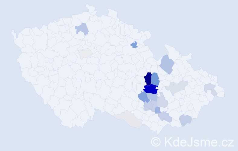 Příjmení: 'Chladil', počet výskytů 108 v celé ČR