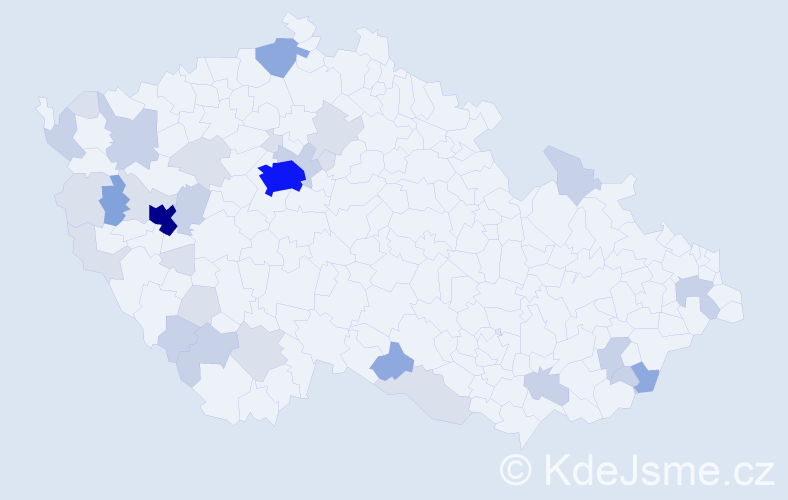 Příjmení: 'Kantner', počet výskytů 95 v celé ČR