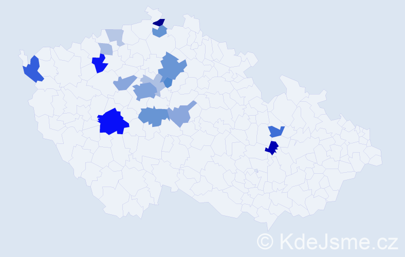 Příjmení: 'Vohanka', počet výskytů 44 v celé ČR