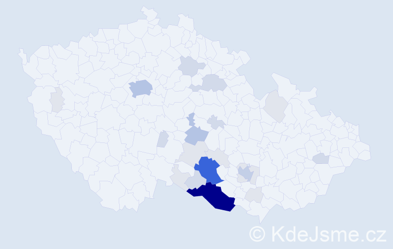 Příjmení: 'Prodělalová', počet výskytů 83 v celé ČR