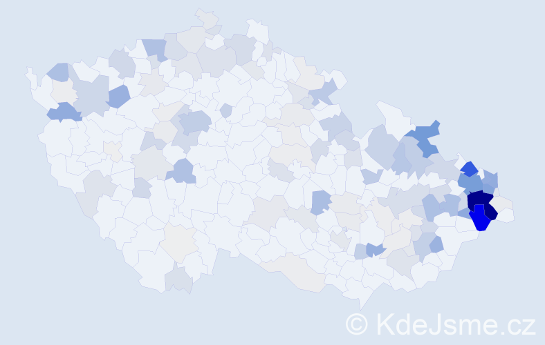 Příjmení: 'Koval', počet výskytů 517 v celé ČR