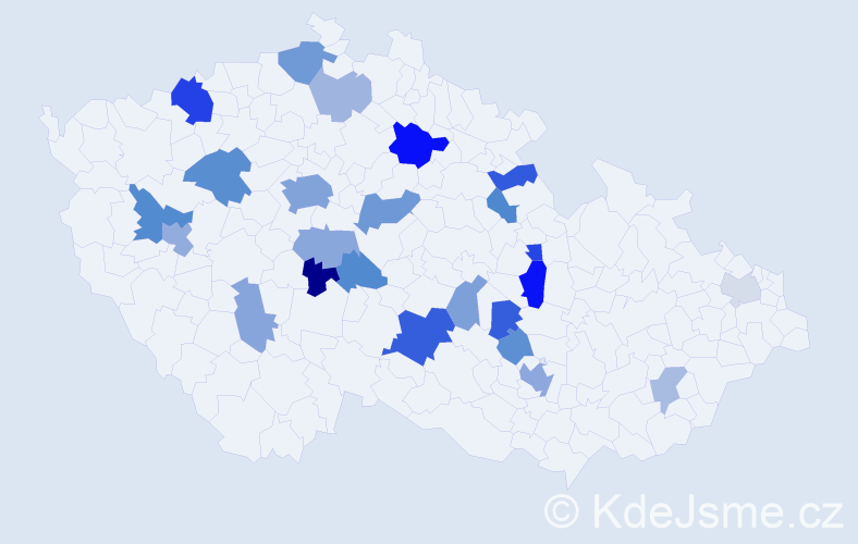 Příjmení: 'Bohuňovská', počet výskytů 54 v celé ČR