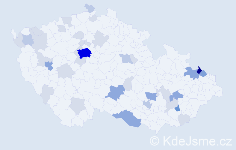 Příjmení: 'Mac', počet výskytů 95 v celé ČR