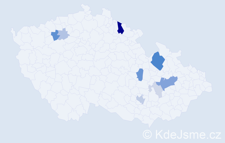 Příjmení: 'Cigl', počet výskytů 26 v celé ČR