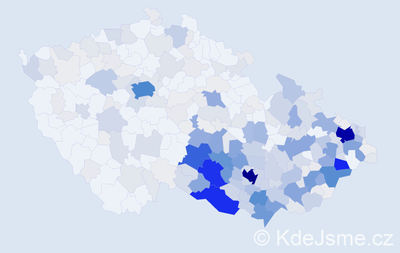 Příjmení: 'Vala', počet výskytů 1694 v celé ČR