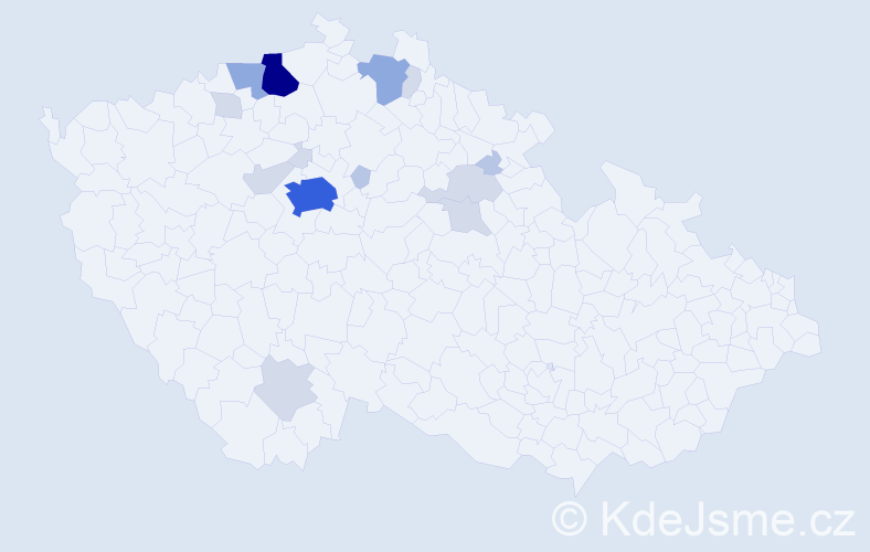 Příjmení: 'Ajm', počet výskytů 44 v celé ČR