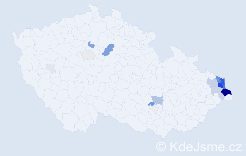 Příjmení: 'Malysz', počet výskytů 77 v celé ČR