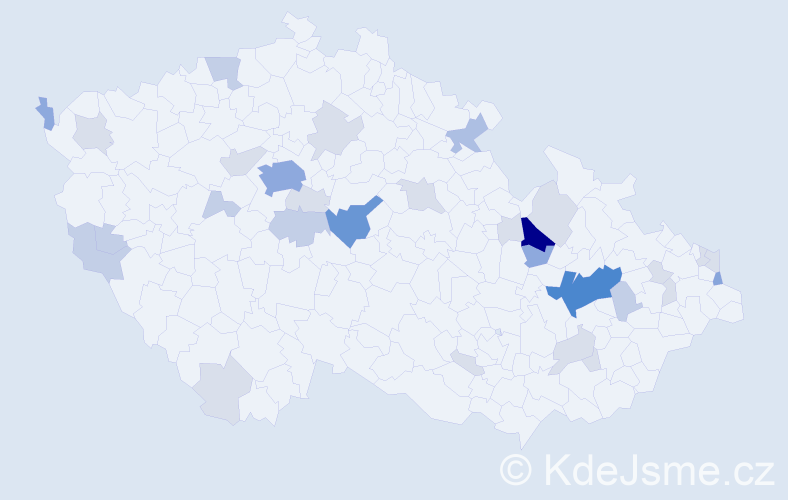 Příjmení: 'Pulkert', počet výskytů 88 v celé ČR