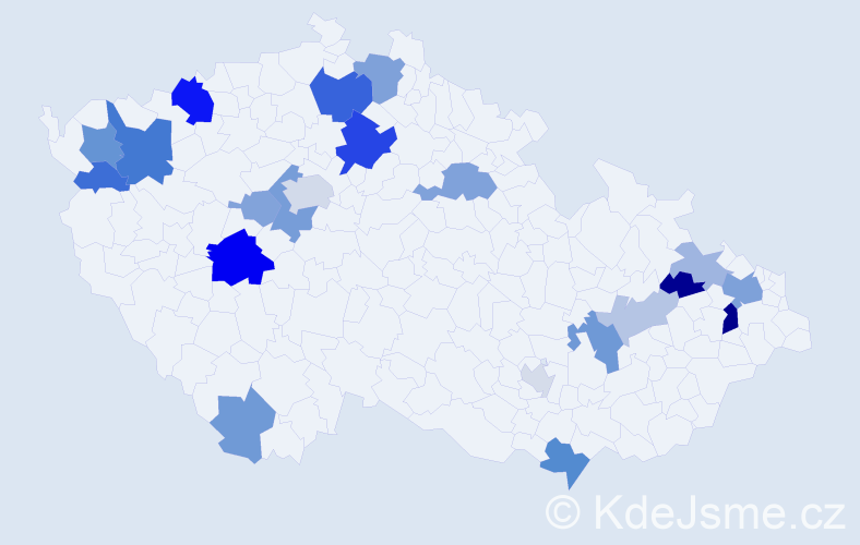 Příjmení: 'Andrejková', počet výskytů 47 v celé ČR