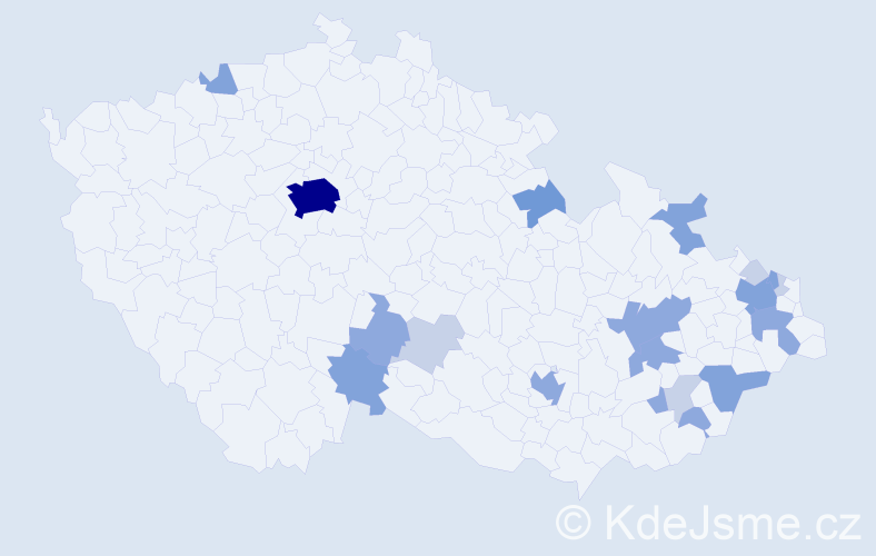 Příjmení: 'Kubas', počet výskytů 52 v celé ČR