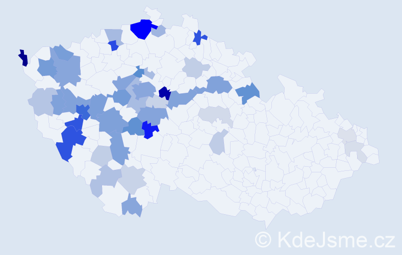 Příjmení: 'Bešťák', počet výskytů 164 v celé ČR