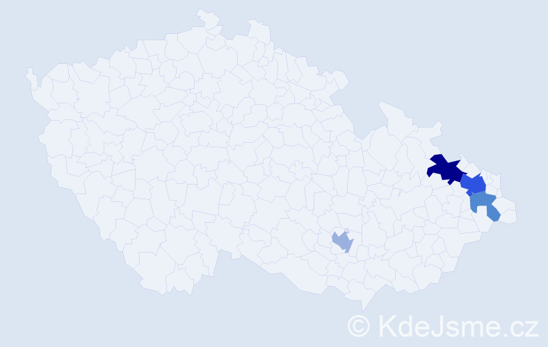 Příjmení: 'Bešlová', počet výskytů 7 v celé ČR