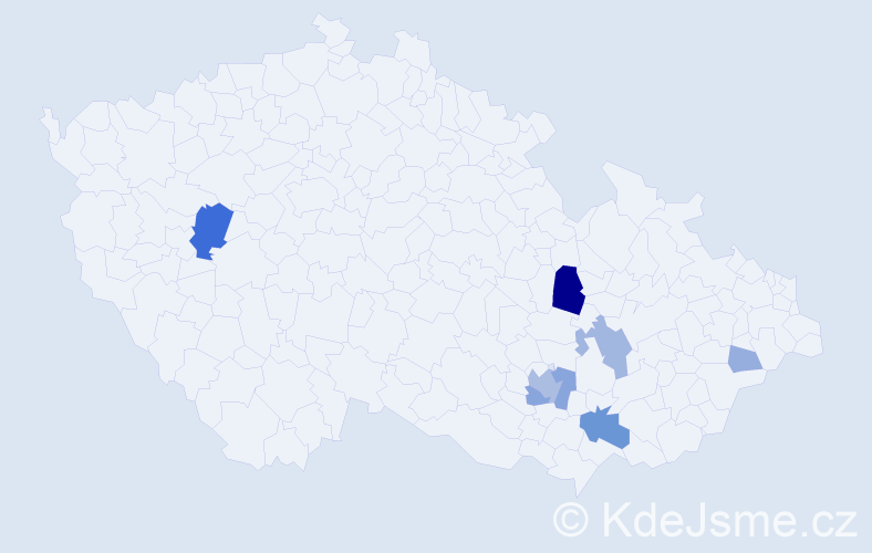 Příjmení: 'Rádsetoulalová', počet výskytů 21 v celé ČR