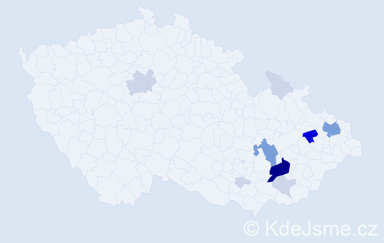 Příjmení: 'Kahajová', počet výskytů 39 v celé ČR