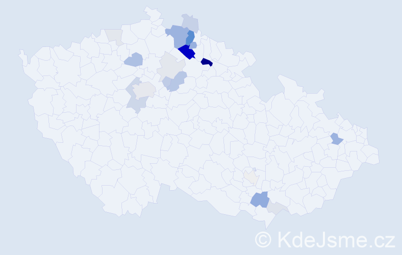 Příjmení: 'Jislová', počet výskytů 63 v celé ČR