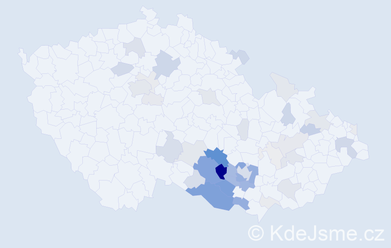 Příjmení: 'Kavalcová', počet výskytů 150 v celé ČR